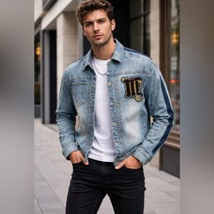 Mens Jean Jacket XL Denim Mad Blue Slim Fit